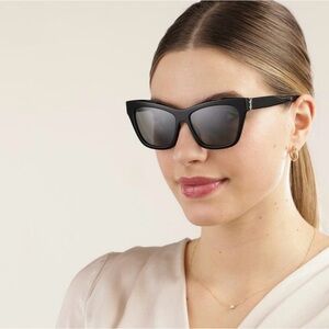 Saint Laurent Black Cat Eye Sunglasses with Silver lenses